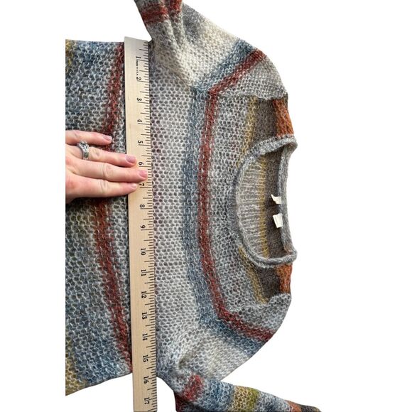 Anthropologie MOTH Sweater Crewneck Raya Striped Open Knit Wool Mohair size Medi - Picture 5 of 7